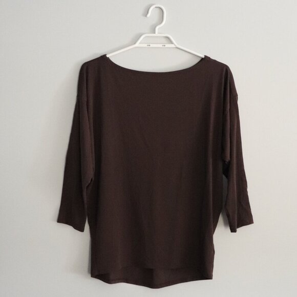 Athleta Women's Brown XXS Ease In Oversized 3/4 Sleeve Activewear Stretch Top - Picture 3 of 15